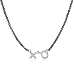 NEW DISC women's expressions of love xo necklace in grey